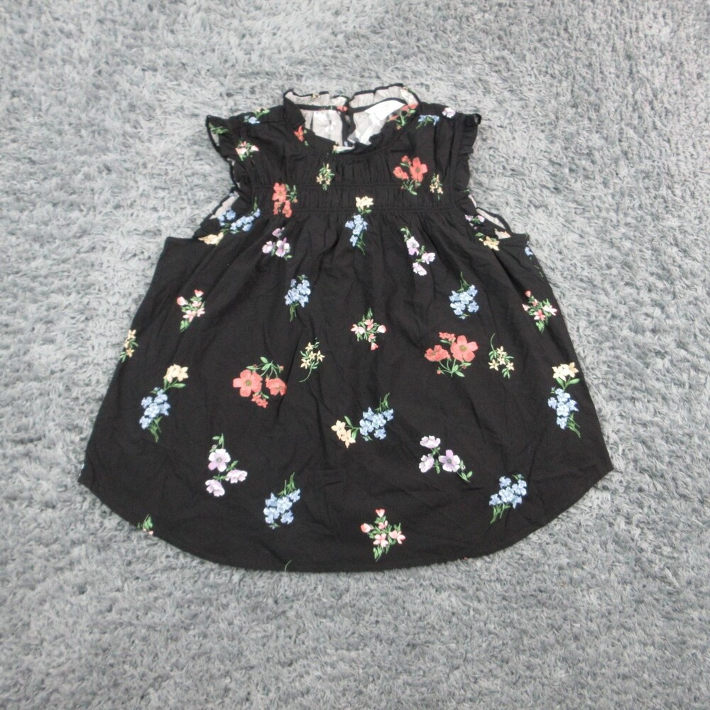 Market & Spruce Blouse Womens L Black Floral Tunic Rayon Spandex Sleeveless NWT